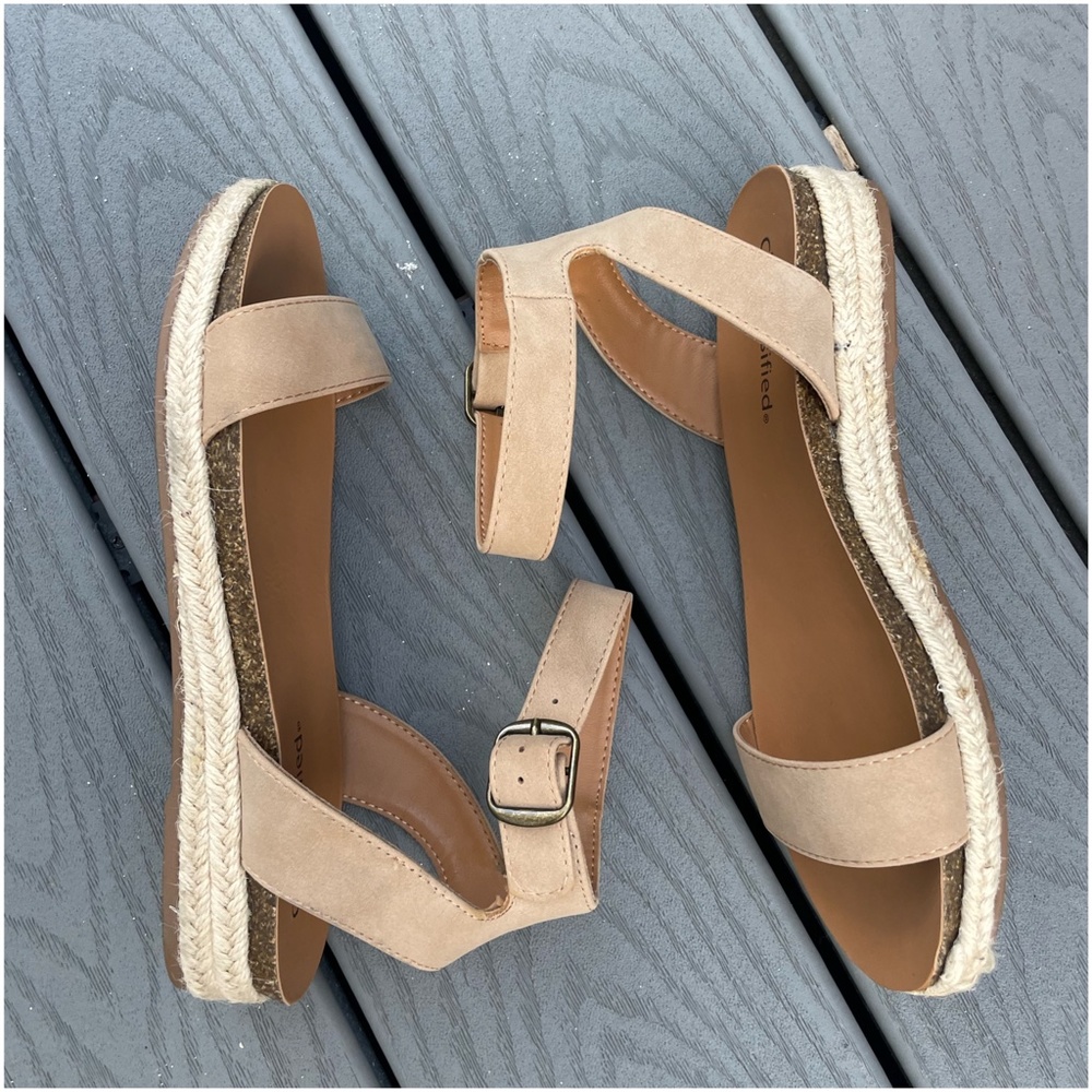 Boho Vegan Suede Buckle Ankle Strap Espadrille Sandal - Picture 5 of 16